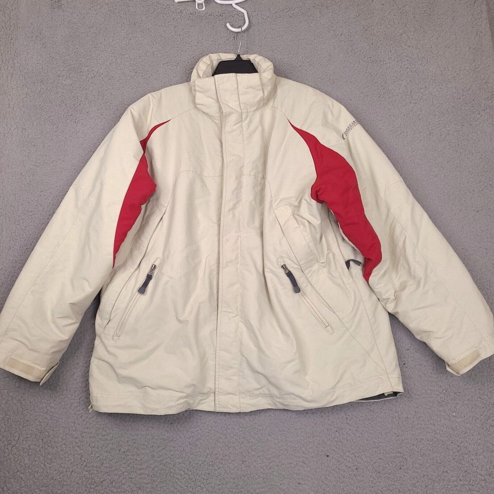 American Eagle Jacket Mens XL Beige Red Snow Ski Lined Dupont Thermolite Plus‎